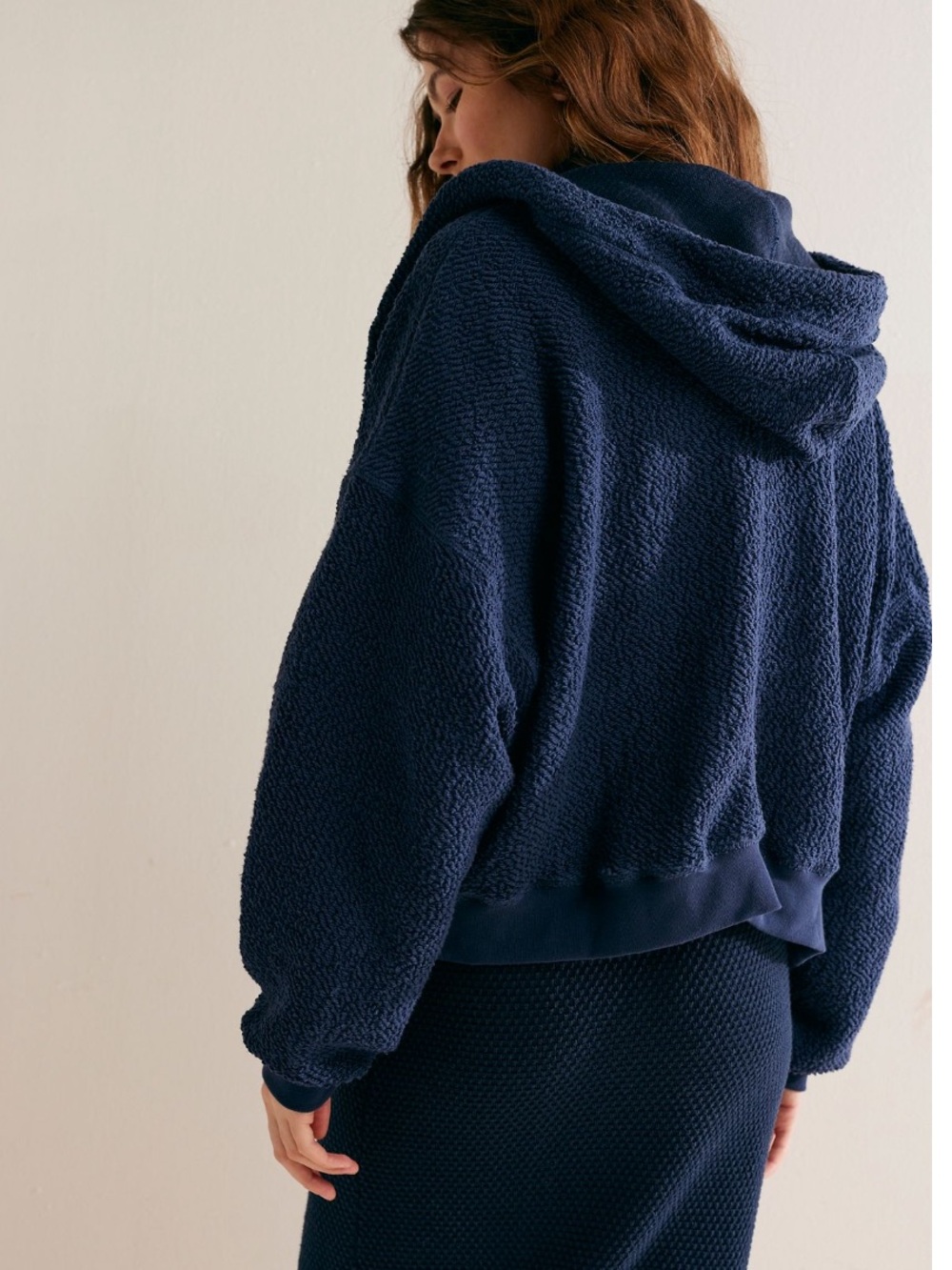 FREE PEOPLE Destiny Cardi Deeper Iris Textured Garment size S NWT